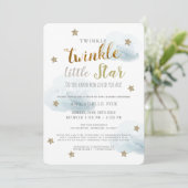 Twinkle Little Star Blue Boy Drive-by Baby shower Kaart (Staand voorkant)