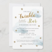 Twinkle Little Star Blue Boy Drive-by Baby shower Kaart (Voorkant)