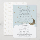Twinkle Little Star Blue Boy Virtual Baby shower Kaart (Voorkant / Achterkant)