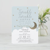 Twinkle Little Star Blue Boy Virtual Baby shower Kaart (Staand voorkant)
