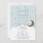 Twinkle Little Star Blue Boy Virtual Baby shower Kaart (Voorkant)