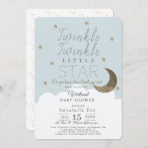Twinkle Little Star Blue Boy Virtual Baby shower