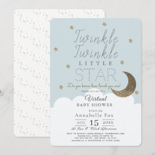 Twinkle Little Star Blue Boy Virtual Baby shower Kaart