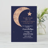 Twinkle Little Star Blue Bronze Moon Baby shower Kaart (Staand voorkant)