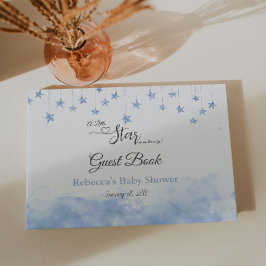 Twinkle Little Star Blue Clouds Boy Baby Shower Gastenboek