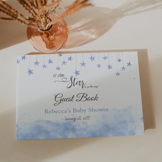 Twinkle Little Star Blue Clouds Boy Baby Shower Gastenboek