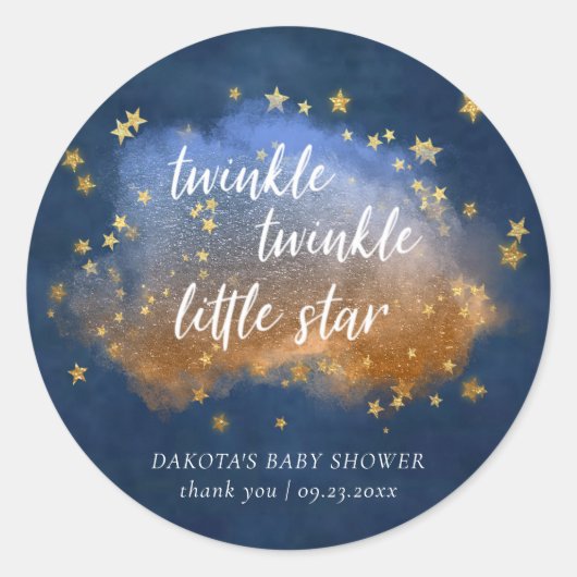 Twinkle Little Star | Blue Copper Gold Hartelijk d Ronde Sticker (Voorkant)