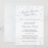 Twinkle Little Star Blue Cute Elegant Baby shower Kaart (Voorkant / Achterkant)