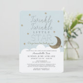 Twinkle Little Star Blue Drive-by Baby shower Kaart (Staand voorkant)