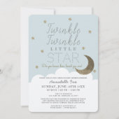 Twinkle Little Star Blue Drive-by Baby shower Kaart (Voorkant)