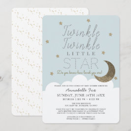 Twinkle Little Star Blue Drive-by Baby shower Kaart