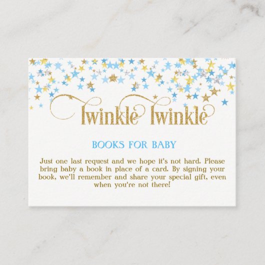 Twinkle Little Star Blue Gold Boek Aanvraag Kaart (Voorkant)