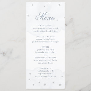 Twinkle Little Star Blue Grey Elegant Baby shower Menu