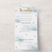 Twinkle Little Star Blue Luier Baby shower All In One Uitnodiging (Binnen)