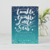 Twinkle Little Star Blue Ombre Baby shower Bedankkaart (Staand voorkant)