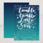 Twinkle Little Star Blue Ombre Baby shower Bedankkaart (Voorkant / Achterkant)