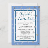 Twinkle Little Star Blue Silver Stars Baby shower Kaart (Voorkant)