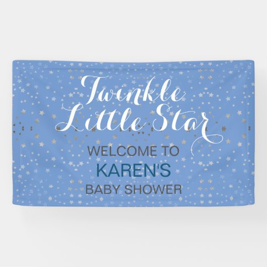 Twinkle Little Star Blue Silver Stars Baby shower Spandoek (Horizontaal)