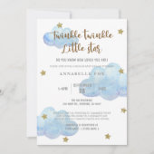 Twinkle Little Star Blue Waterverf Baby shower in Kaart (Voorkant)