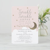 Twinkle Little Star Blush Roze Baby shower per Mai Kaart (Staand voorkant)