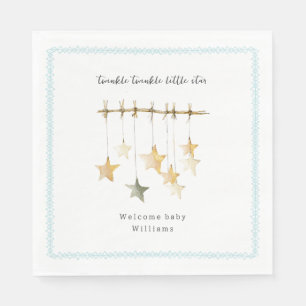 Twinkle Little Star Boho Blauwe Baby Shower Servet