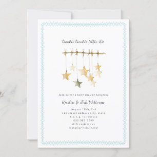 Twinkle Little Star Boho Blue Boy Baby shower Kaart