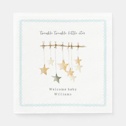 Twinkle Little Star Boho Blue Boy Baby Shower Servet (Voorkant)