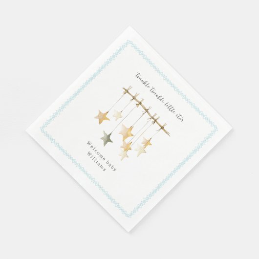 Twinkle Little Star Boho Blue Boy Baby Shower Servet (Hoek)