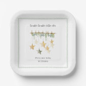 Twinkle Little Star Boho Botanical Baby Shower Papieren Bordje (Voorkant)