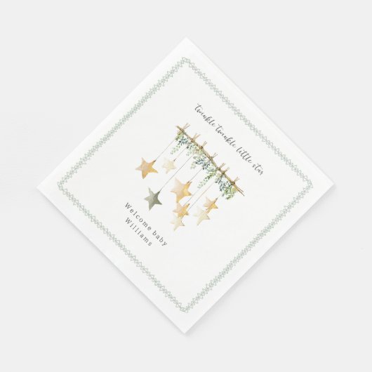 Twinkle Little Star Boho Botanical Baby Shower Servet (Hoek)