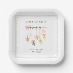 Twinkle Little Star Boho Bows Baby Shower Papieren Bordje