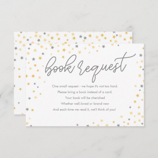 Twinkle Little Star Book Request Kaart | Grijs (Voorkant / Achterkant)