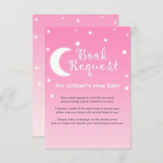 Twinkle Little Star Book Request with geem in roze Kaart (Voorkant / Achterkant)