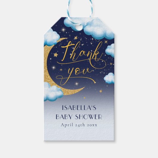 Twinkle Little Star Boy Baby shower Dank u Cadeaulabel (Voorkant)