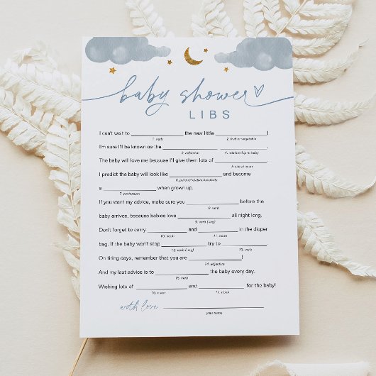 Twinkle Little Star Boy Baby shower Libs Game Kaar Kaart