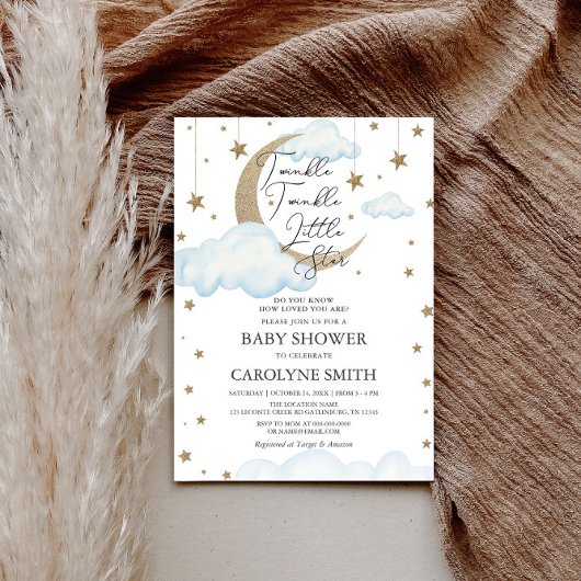 Twinkle Little Star Boy Baby shower Uitnodiging