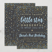 Twinkle Little Star Boy eerste verjaardag uitnodig Kaart (Voorkant / Achterkant)