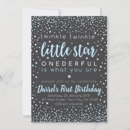 Twinkle Little Star Boy First Birthday Invitation Kaart