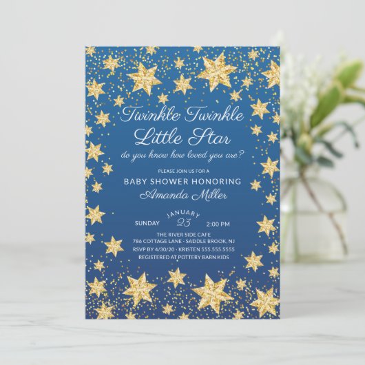 Twinkle Little Star Boys Baby shower Uitnodiging (Staand voorkant)