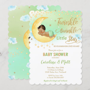 Twinkle Little Star Brown Baby shower Neutraal Kaart