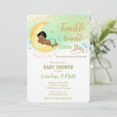 Twinkle Little Star Brown Tan Baby shower Neutral Kaart (Staand voorkant)