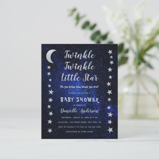 Twinkle Little Star Budget Baby shower Invitation (Staand voorkant)