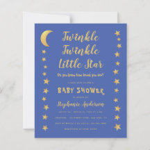 Twinkle Little Star Budget Uitnodiging Baby Shower