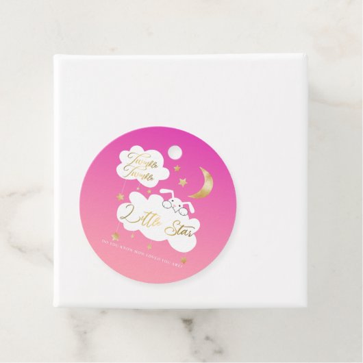 Twinkle Little Star Bunny Baby shower Pink Gold Bedankjes Labels (In situ)