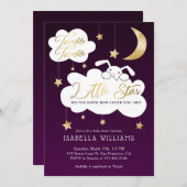 Twinkle Little Star Bunny Paars Baby shower Kaart (Voorkant / Achterkant)