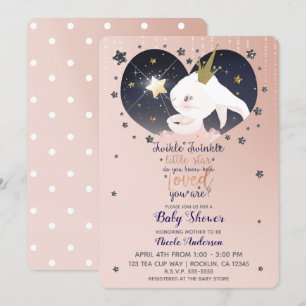 Twinkle Little Star Bunny Rabbit Peach Baby shower Kaart