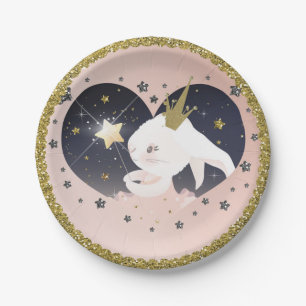Twinkle Little Star Bunny Rabbit Peach Baby shower Papieren Bordje