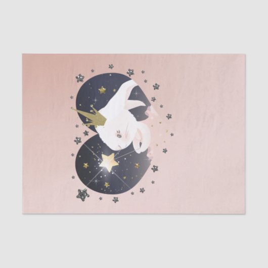 Twinkle Little Star Bunny Rabbit Peach Baby shower Tissuepapier (Voorkant)