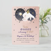 Twinkle Little Star Bunny Rabbit Peach Verjaardag Kaart (Staand voorkant)
