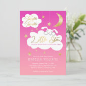 Twinkle Little Star Bunny Roze Baby shower Kaart (Staand voorkant)